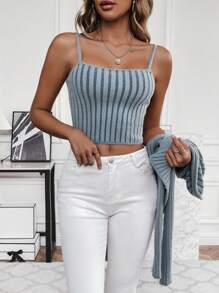 SHEIN LUNE Gerippter Strickpullover Und Cardigan - Grau - Übersicht 3