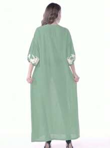 RAMADAN Floral Embroidered Patchwork Tasseled Drop Shoulder Arabian Women Elegant Dress JALABIA 2025 Spring Summer Eid Al Adha,Modest