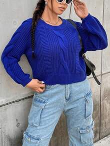 SHEIN Coolane 大碼毛衣套頭 - 藍色 - 查看 5