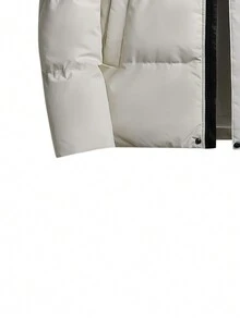 Men Letter Graphic Zip Up Padded Coat Without Sweater - Beige - View 4