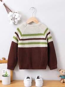 Chàng trai trẻ Mẫu sọc Tay Raglan Áo len - Nhiều màu - Xem 2