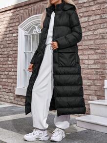 EURMUSE Women's Long Padded Coat - Black - View 3