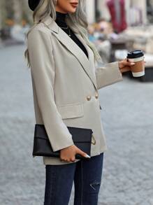 Chiquease Cổ áo Nút đôi Áo vest - Màu be - Xem 5