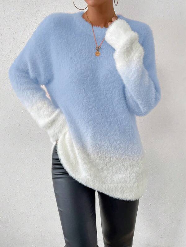 SHEIN LUNE Oversize Gradient Sweater,Long Sleeve Tops