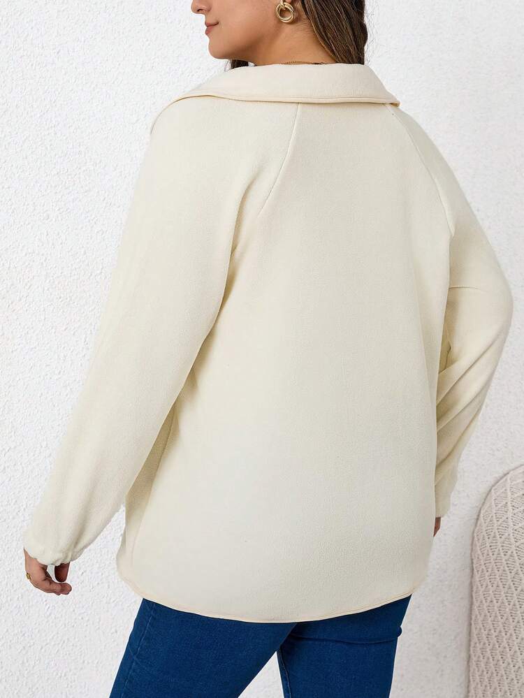 Plus Raglan Sleeve Button Front Coat