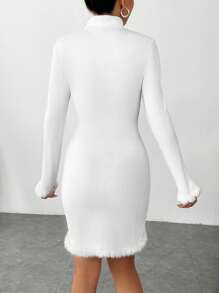 SHEIN EZwear Vestito Da Donna Con Collo A Stand - Bianco - Visualizzare 2