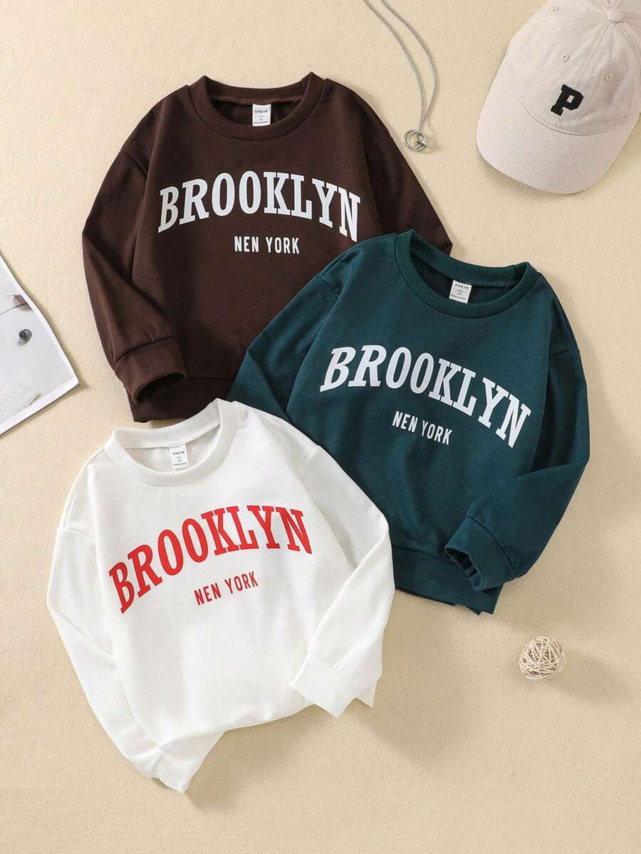 SHEIN 3pcs/set Girls' Letter Printed Sweatshirt - Multicolor - View 1