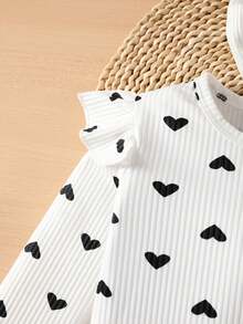 嬰兒女孩心形印花荷葉邊連身衣和連身裙和頭帶 - 彩色 - 查看 6