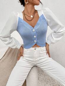 SHEIN Frenchy 女士開襟衫 - 藍色 - 查看 5