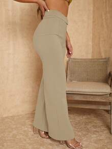 EURMUSE Pantalon Droit Avec Taille En V - Beige - Voir 4
