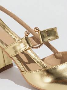 Women's High-heeled Shoes, Metal Comfortable Pointed Toe High Heels, Thick Heels, Gold Women's Shoes, Gorgeous And Elegant, Dating, Vacation, Daily Fashion Women's Shoes