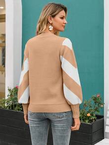 Simplee Của phụ nữ Zigzag Pattern In Đan Bỏng ngô Áo len - Nhiều màu - Xem 2