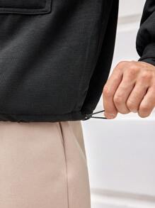 Manfinity Homme Abrigo acolchado con bolsillo con solapa y cordón en el bajo para hombre oversize