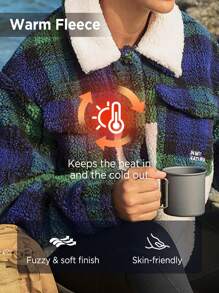 In My Nature Jachetă cu căptușeală termică cu buzunar cu clapă, guler Borg cu imprimeu în carouri