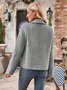 GENKIRA 人字紋印花前襟長袖粗花呢外套 - 彩色 - 查看 2