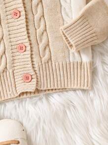 Chàng trai trẻ Xoắn Dan Áo len Mở - Màu be - Xem 4