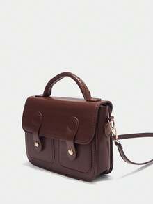 SHEIN MOD Solid Color Women's Crossbody Bag - Brown - View 3