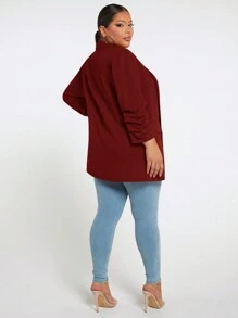 SHEIN SXY Abrigo De Talla Grande - Granate - Ver 2