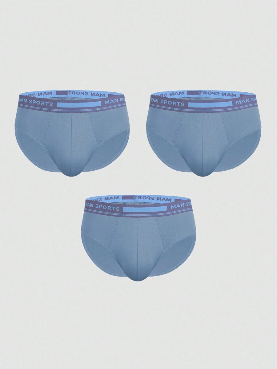 Men's Letter Print Briefs 3-pack - Dusty Blue - View 1