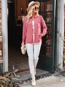 GENKIRA Women's Long Sleeve Cardigan - Watermelon Pink - View 6