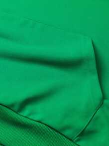 Hombres Sudadera Con Capucha Con Cordón Y Bolsillo Canguro Con Gráfico De Letra - Verde - Ver 6