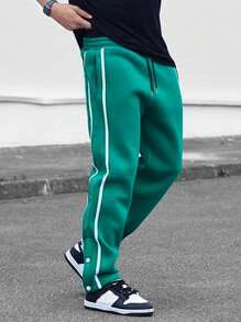 Manfinity EMRG Quần bó sát eo có dây rút tương phản cho nam - màu xanh lá - Xem 8