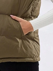 SHEIN 孕妇背心外套，适合冬季 - 軍綠色 - 查看 9