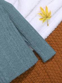 SHEIN Conjunto De Dos Piezas De Ropa De Punto Casual De Cuello Alto Para Bebé Niño