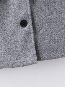 SHEIN 年輕男孩運動風雙飾口袋立領厚呢中長款外套,不含t卹,適合秋冬季節