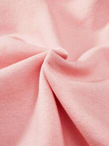 SHEIN Áo nỉ tay trễ vai in hình nhân vật và khẩu hiệu dành cho bé gái tuổi teen - Hồng - Xem 4