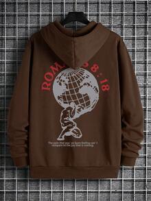 男士連帽衛衣 - 棕色 - 查看 3