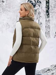 SHEIN 孕妇背心外套，适合冬季 - 軍綠色 - 查看 2