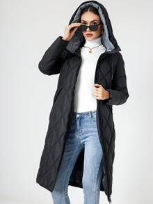Dây kéo áo có mũ Áo khoác Quilted - màu đen - Xem 6