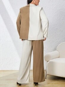SHEIN Essnce Plus Size Color Block Suit Set