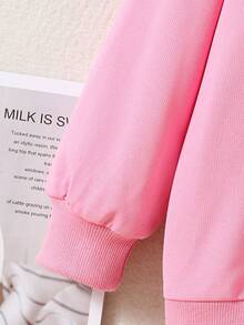 Girls' Butterfly & Letter Print Sweatshirt - Pink - View 3