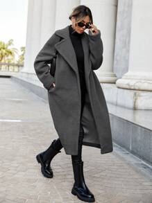 SHEIN Essnce Chaqueta Normal De Mujer - Gris Oscuro - Ver 3