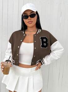 Flirla 大尺碼字母拼接彩塊下垂肩短外套 - 彩色 - 查看 2