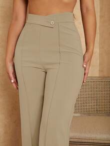 EURMUSE Pantalon Droit Avec Taille En V - Beige - Voir 3