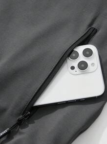 Manfinity Sport Corelite Men Letter Graphic Raglan Sleeve Hooded Sports Jacket Workout Tops Sports Jacket