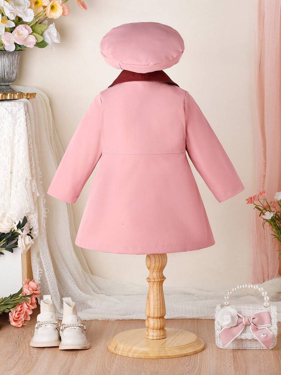 Baby Girl Collar Double Breasted Trench Coat & Hat SHEIN USA