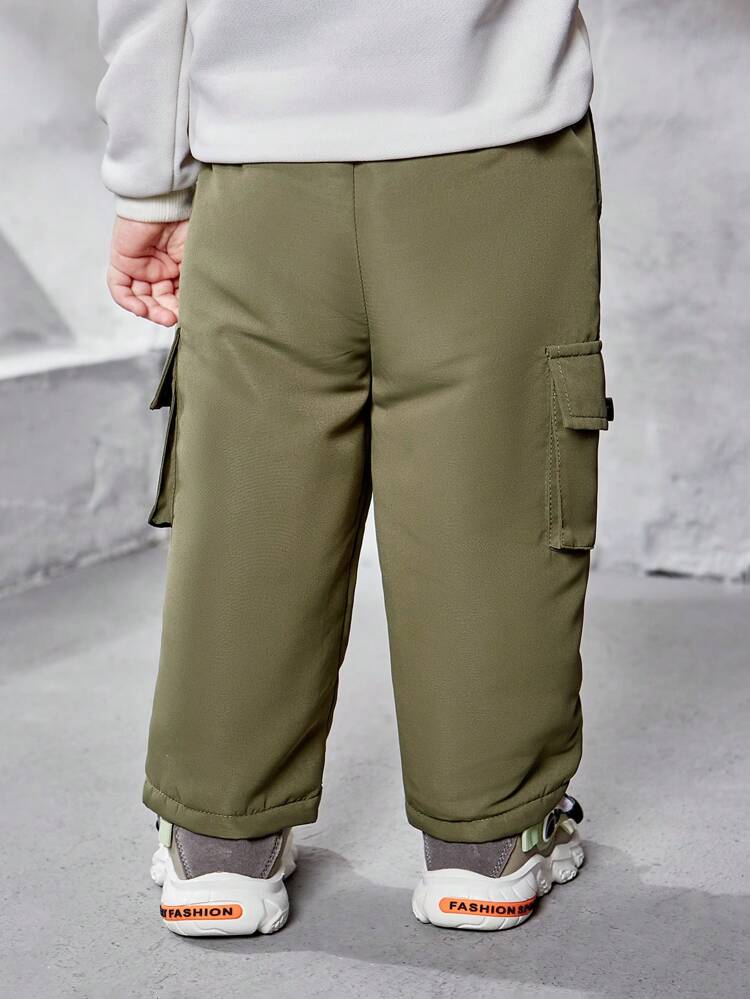 Baby Boy Infant/Toddler Boys' Green Thickened Elastic Waist Cargo Pants