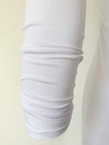 Scoop Cổ Chất rắn Váy bodycon - trắng - Xem 3