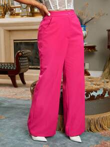 SHEIN SXY 女士直筒西裝褲 - 玫紅色 - 查看 6