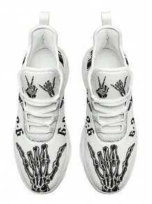 男士骷髏&手掌骨頭圖案跑步鞋帶刀片鞋底,舒服的,透氣,輕便,耐磨,減震和,合適的適用於戶外運動 - 彩色 - 查看 3