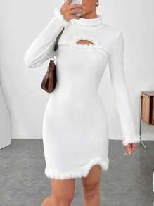 SHEIN EZwear Vestito Da Donna Con Collo A Stand - Bianco - Visualizzare 3
