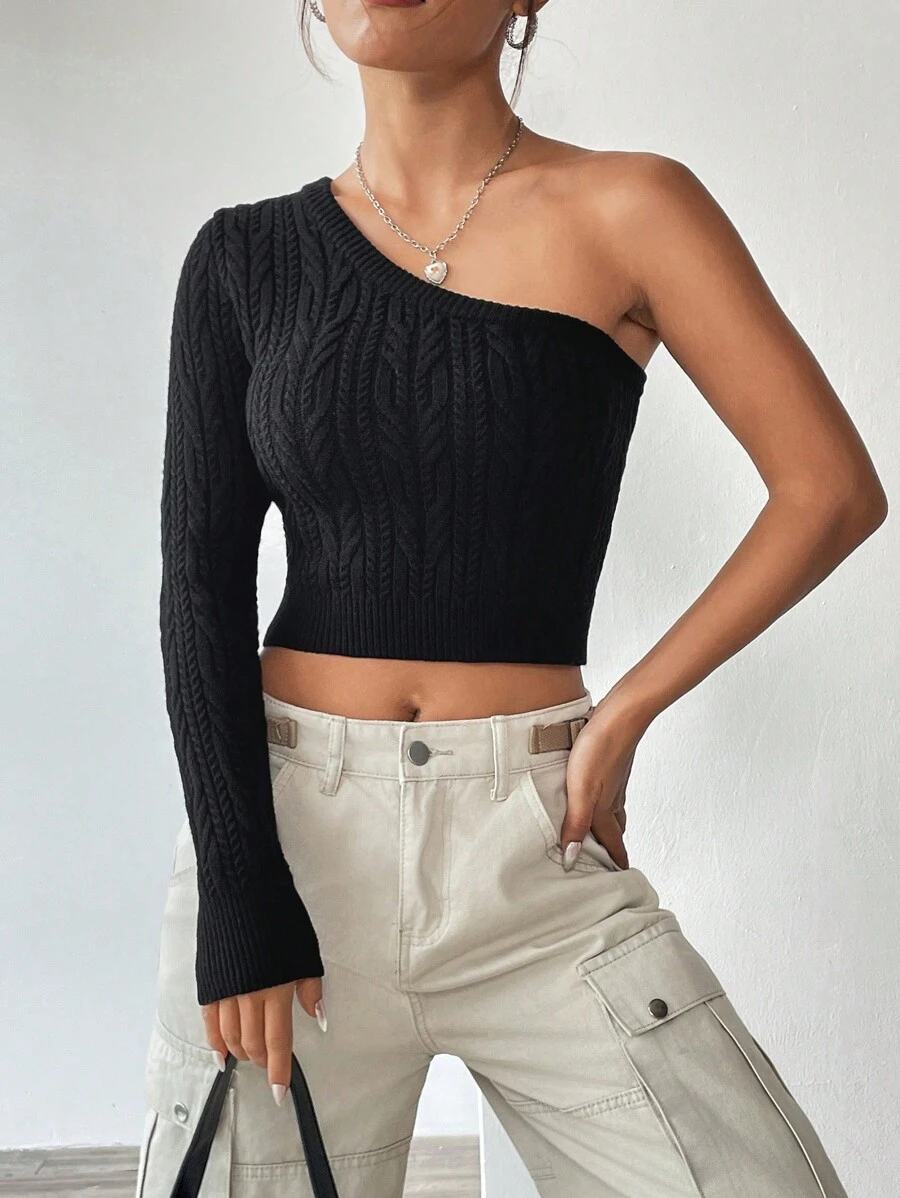 SHEIN Unity Jersey Tejido De Mujer Elegante Y Versátil - Negro - Ver 1