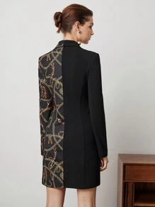 BizChic Women's Chain Pattern Printed Blazer Dress - Multicolor - View 2