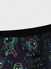 Funny & Cute Multicolor Cartoon Astronaut Print High Stretch Men's Trunks Underwear - Multicolor - View 5