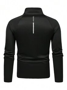 Manfinity Sport Corelite 男士拉鍊運動夾克拉幹袖運動上衣 - 黑色 - 查看 2