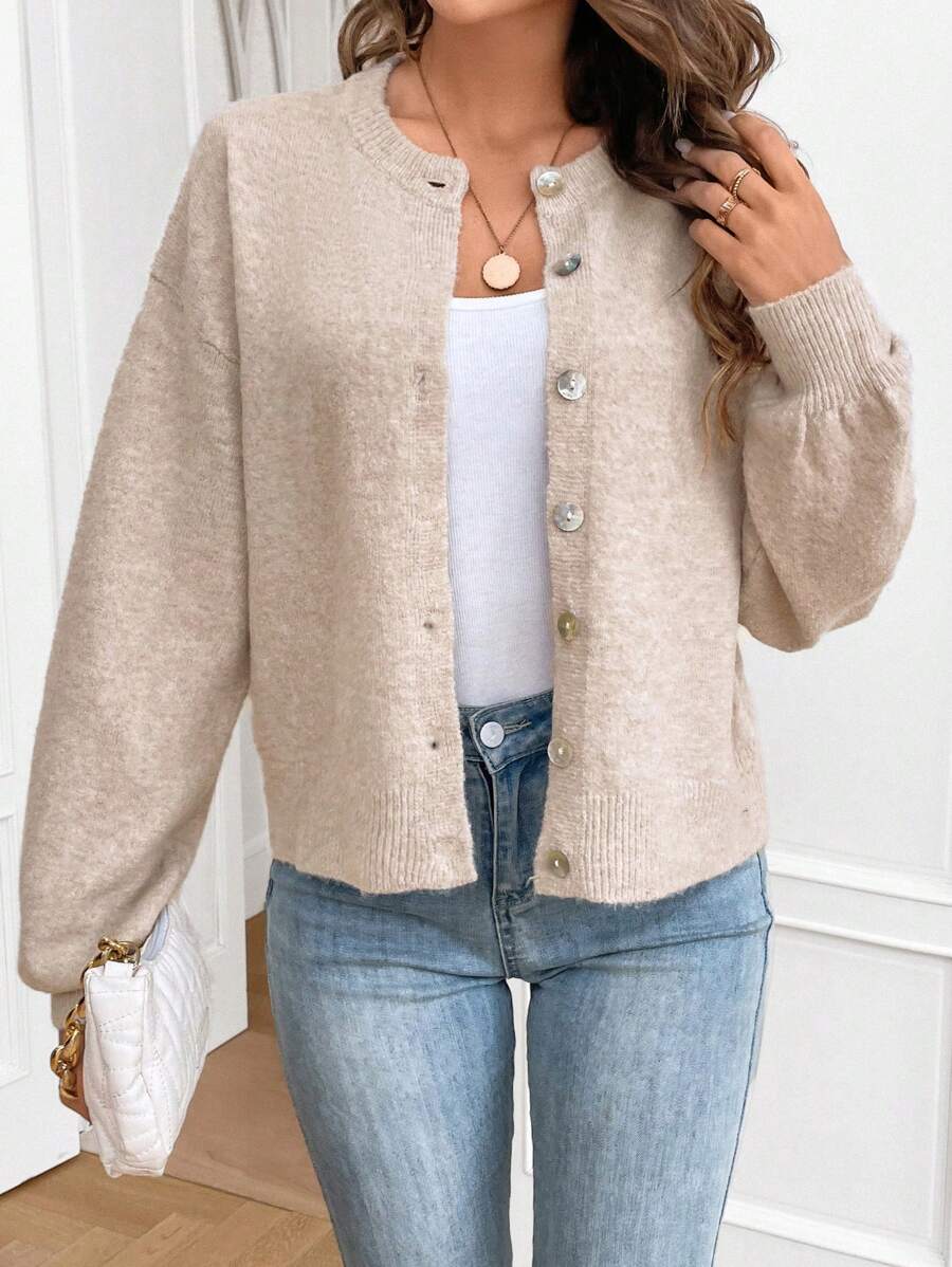 SHEIN Frenchy Áo Cardigan trễ vai cho nữ - Hồng - Xem 1